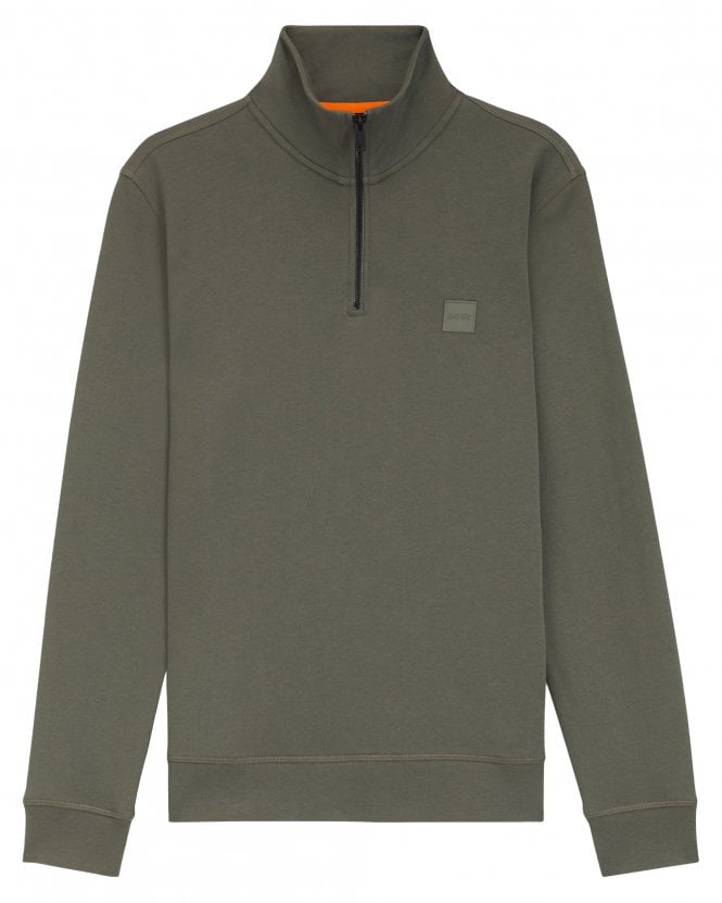 BOSS Mens Zetrust Terry Quarter-Zip Sweatshirt - Dark Grey