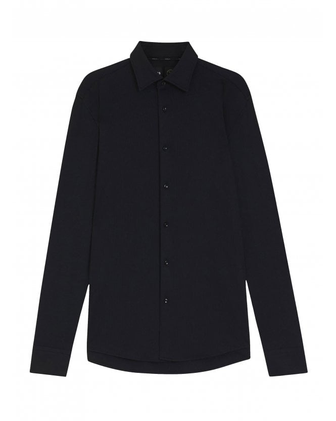 BOSS P-Hank Kent Ribbed Stretch Shirt Black