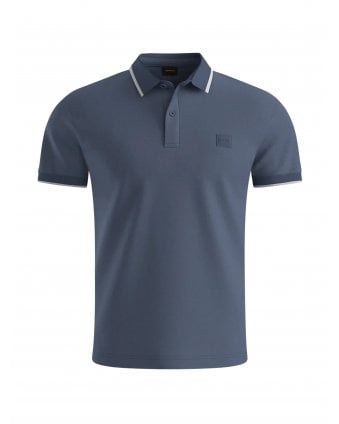 Passertip Pique Tipped Polo Shirt Open Blue