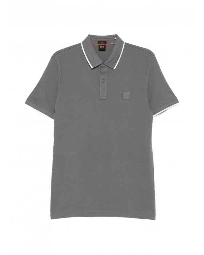 BOSS Passertip Pique Tipped Polo Shirt Open Grey