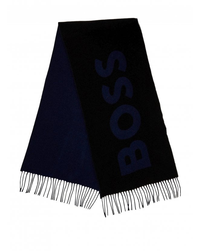 BOSS Rikard_35 Large Logo Lettering Scarf Black
