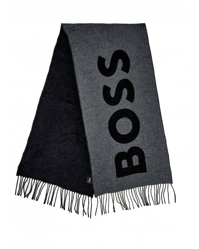BOSS Rikard_35 Large Logo Lettering Scarf Medium Grey