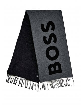 Rikard_35 Large Logo Lettering Scarf Medium Grey