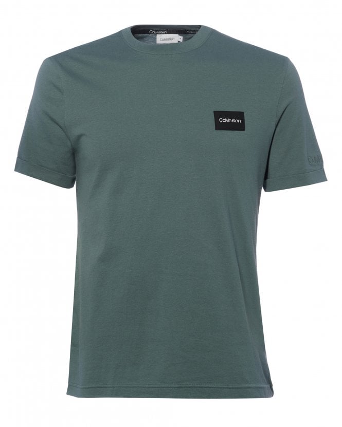 Calvin Klein Mens Organic Cotton Badge T Shirt, Balsam Green Tee