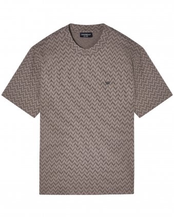 Mens Icon Jacquard Jersey T-Shirt - Brown