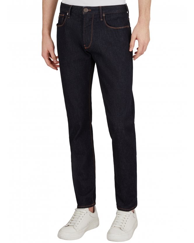 Emporio Armani  Mens J06 Washed Slim Fit Bronze Rinse Jeans Dark Navy