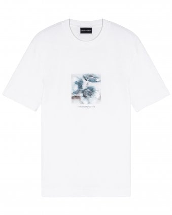Mens Lyocell-Blend Graphic T-Shirt - White 