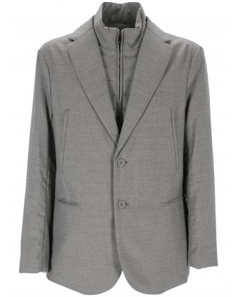 Mens Padded Insert Blazer Jacket Light Grey