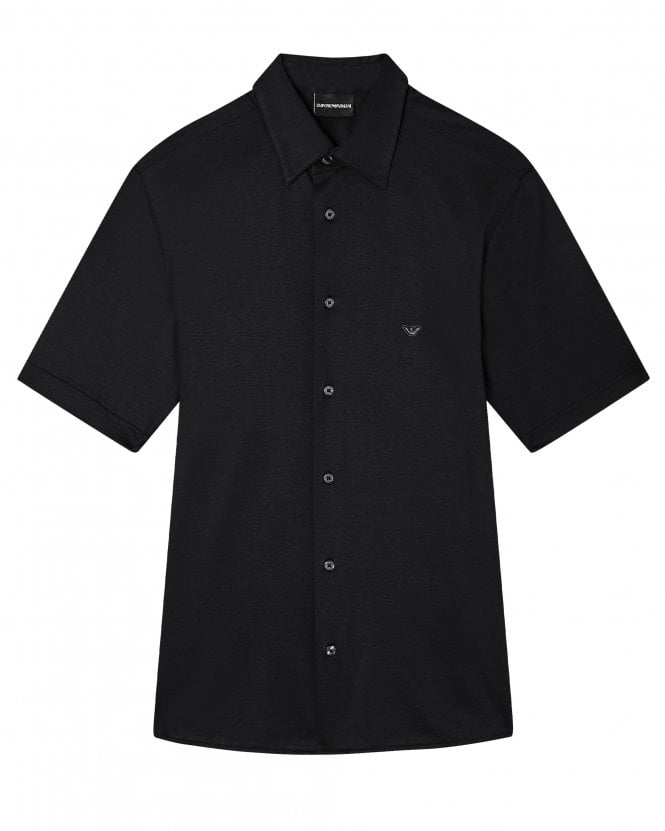 Emporio Armani Mens Short-Sleeved Slim-Fit Shirt - Black 