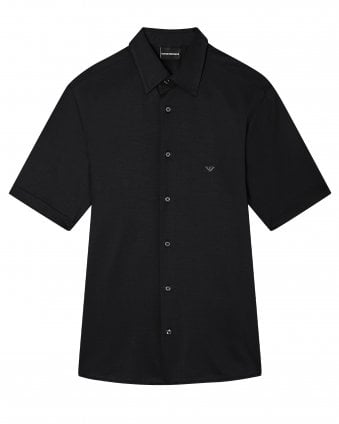 Mens Short-Sleeved Slim-Fit Shirt - Black 