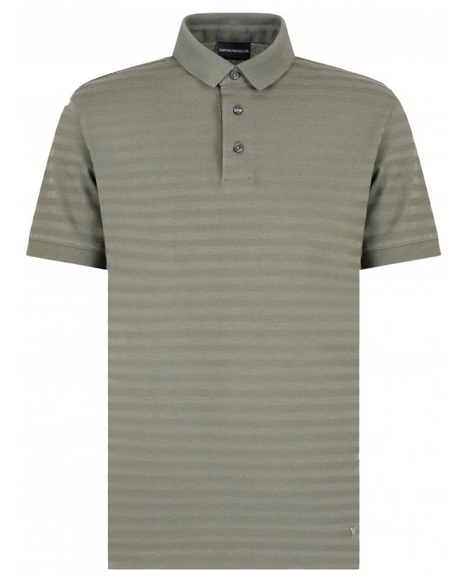Emporio Armani Mens Tonal Stripe Polo Shirt Green