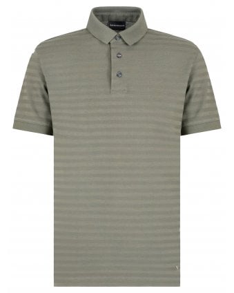 Mens Tonal Stripe Polo Shirt Green