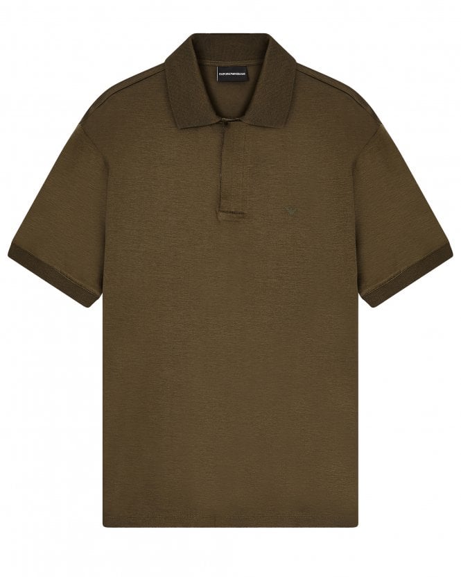 Emporio Armani Mens Travel Essential Zip Polo Shirt - Green