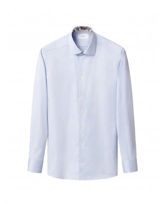 Mens Contrast Trims Twill Contemporary Fit Shirt Sky Blue