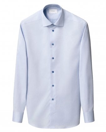 Mens Floral Effect Signature Twill Slim Fit Shirt - Blue