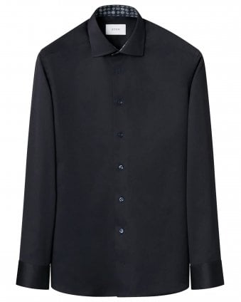 Mens Geometric Effect Signature Twill Contemporary Fit Shirt - Navy Blue