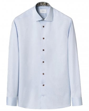 Mens Paisley Effect Signature Twill Slim Fit Shirt - Light Blue