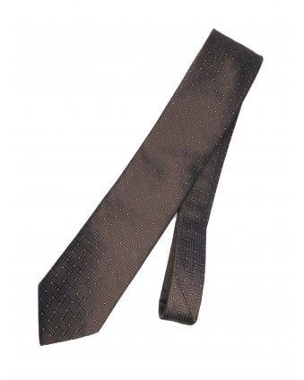 Mens Pin Dot Basketweave Tie Dark Brown 