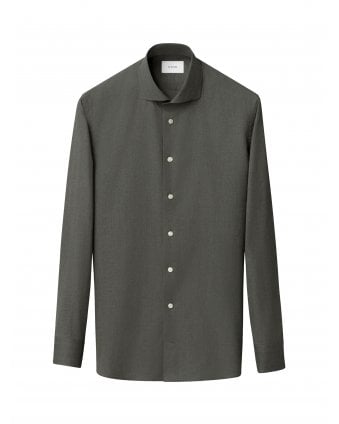 Mens Signature Flannel Slim Shirt Green
