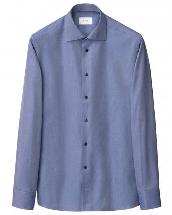 Mens Slim Fit Semi-Solid Shirt - Dark Blue