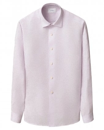 Mens Solid Relaxed Linen Shirt - Light Purple