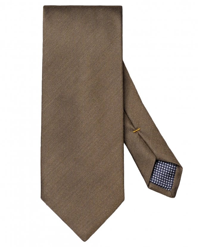 Eton Mens Solid Woven Shantung Silk Tie - Dark Green