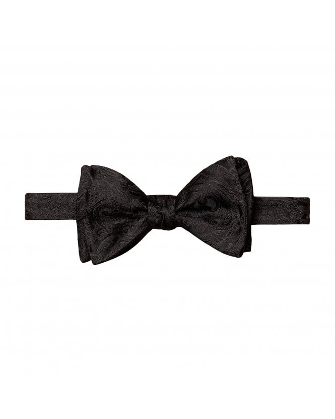Eton Mens Black Paisley Ready-Tied Silk Bow Tie