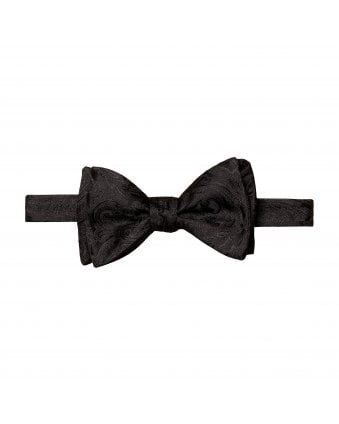 Mens Black Paisley Ready-Tied Silk Bow Tie