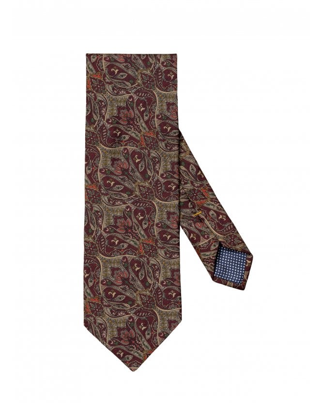 Eton Mens Floral Pattern Tie Burgundy