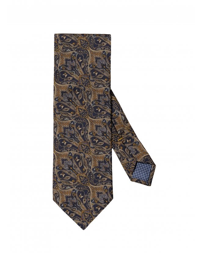Eton Mens Floral Pattern Tie Navy 