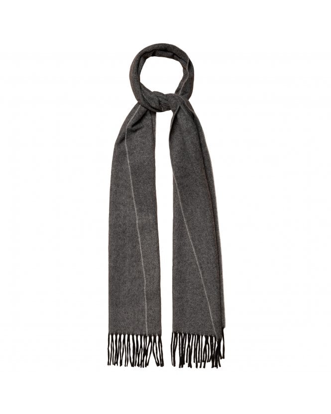 Eton Mens Grey Herringbone Wool Scarf