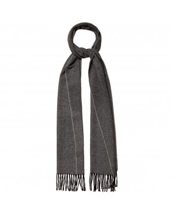 Mens Grey Herringbone Wool Scarf