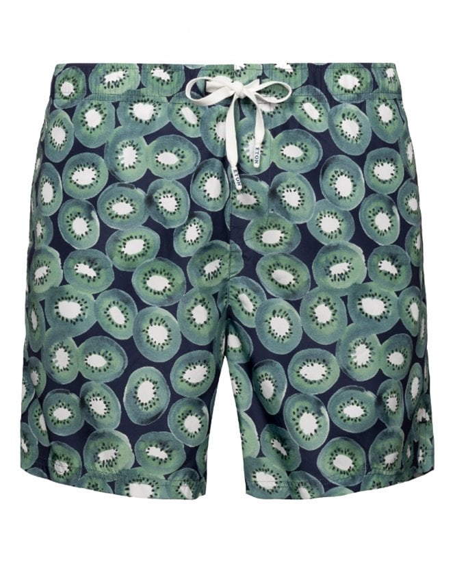 Eton Mens Kiwi Print Swim Shorts Dark Blue