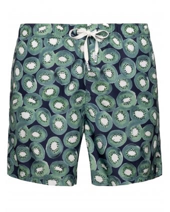 Mens Kiwi Print Swim Shorts Dark Blue