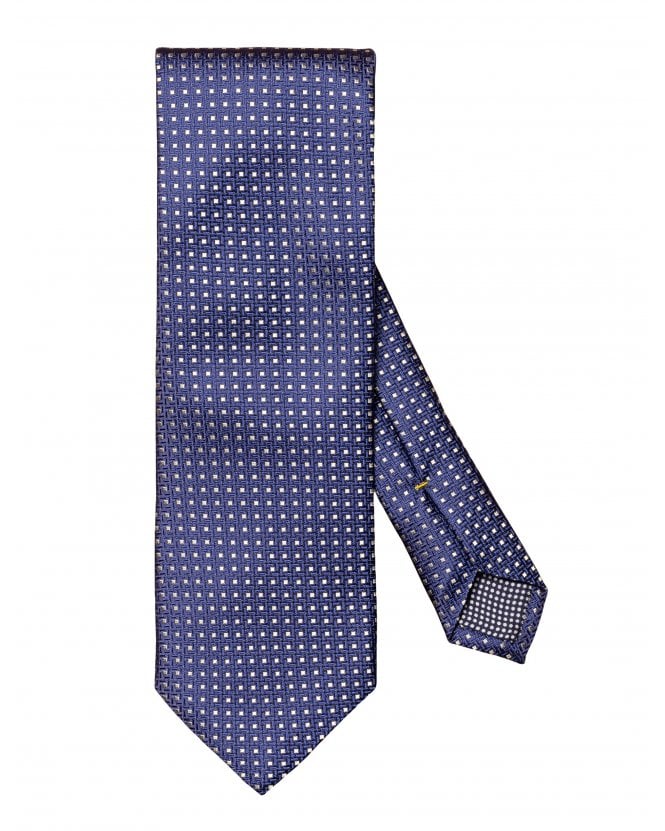 Eton Mens Navy Micro Geometric Pattern Silk Tie