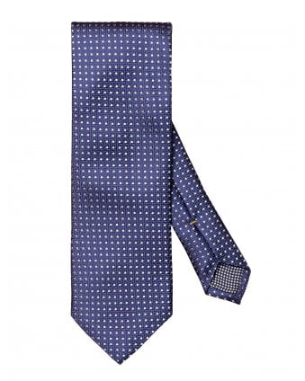 Mens Navy Micro Geometric Pattern Silk Tie