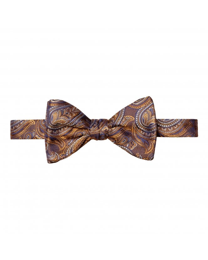 Eton Mens Orange Paisley Silk Bow Tie