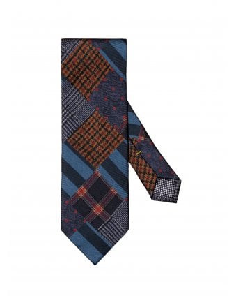 Mens Patch Print Tie Navy 