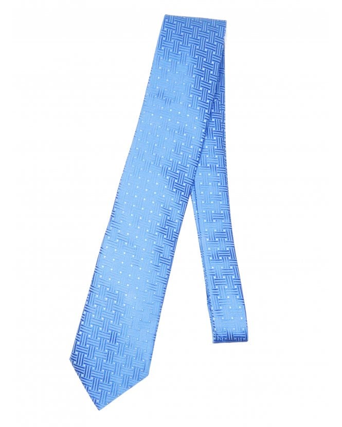 Eton Mens Pin Dot Basketweave Tie Mid Blue 