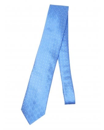 Mens Pin Dot Basketweave Tie Mid Blue 