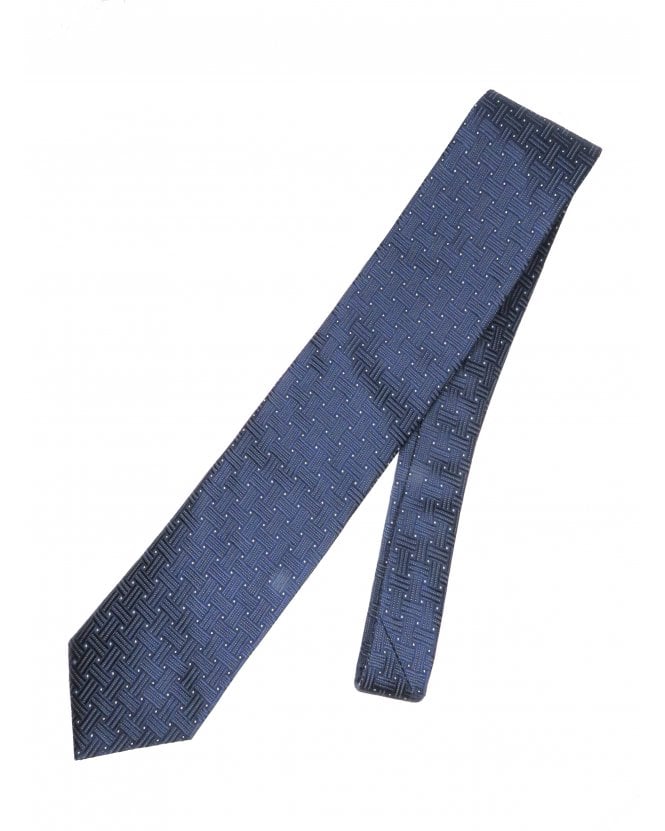 Eton Mens Pin Dot Basketweave Tie Navy