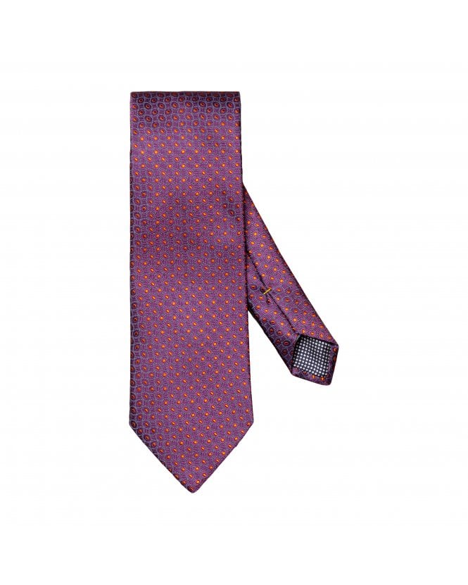 Eton Mens Purple Geometric Pattern Silk Tie