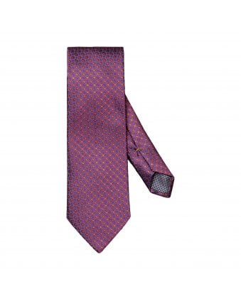 Mens Purple Geometric Pattern Silk Tie