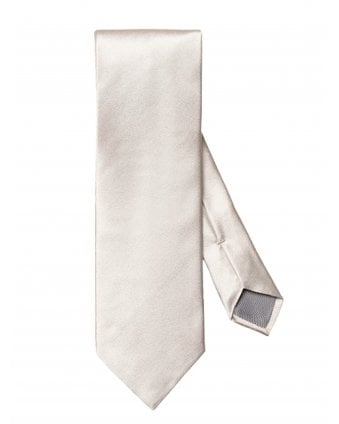 Mens Silk Wedding Tie Silver