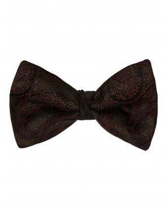 Mens Black Jacquard Paisley Silk Blend Bow Tie