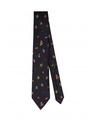 Mens Blue Micro Design Silk Jacquard Tie