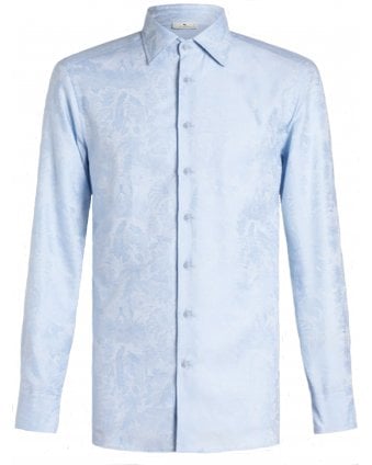 Mens Jacquard Paisley Shirt Sky Blue