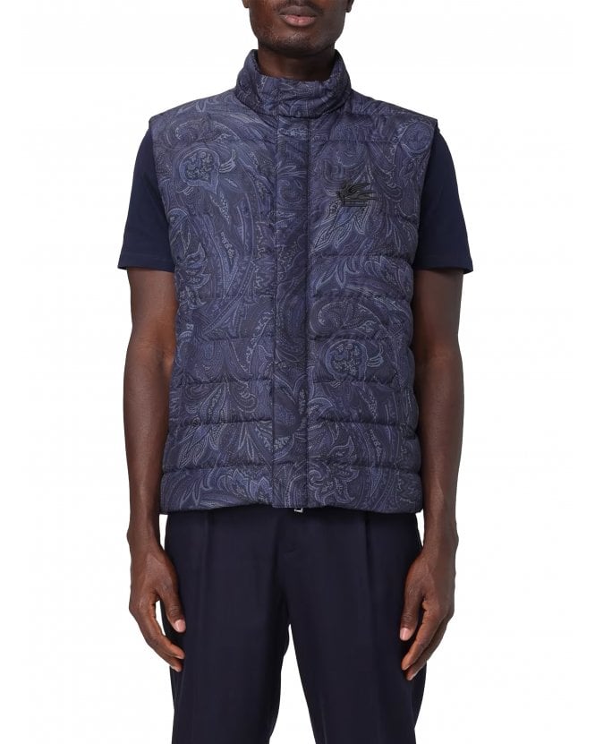 Etro Mens Paisley Gilet Navy