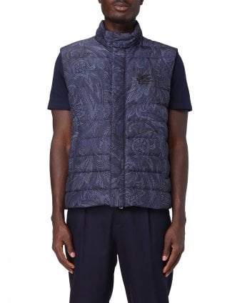 Mens Paisley Gilet Navy
