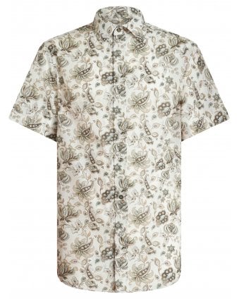 Mens Paisley Print Short Sleeve Shirt Multi Green